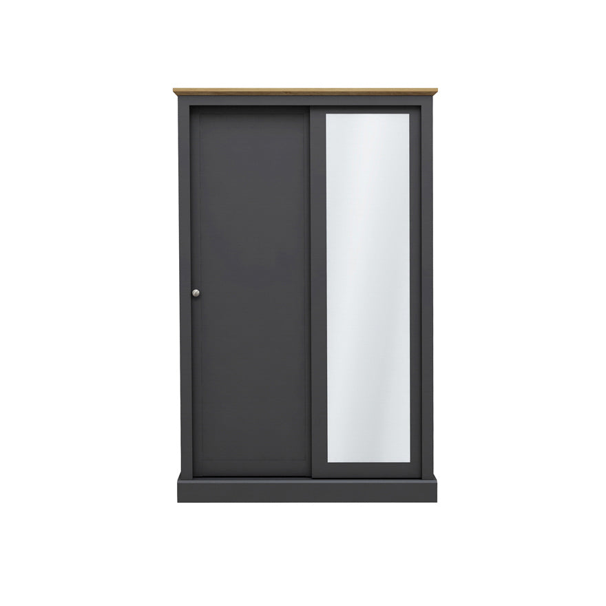 Charcoal Oak 2 Door Double Sliding Wardrobe with Shelves