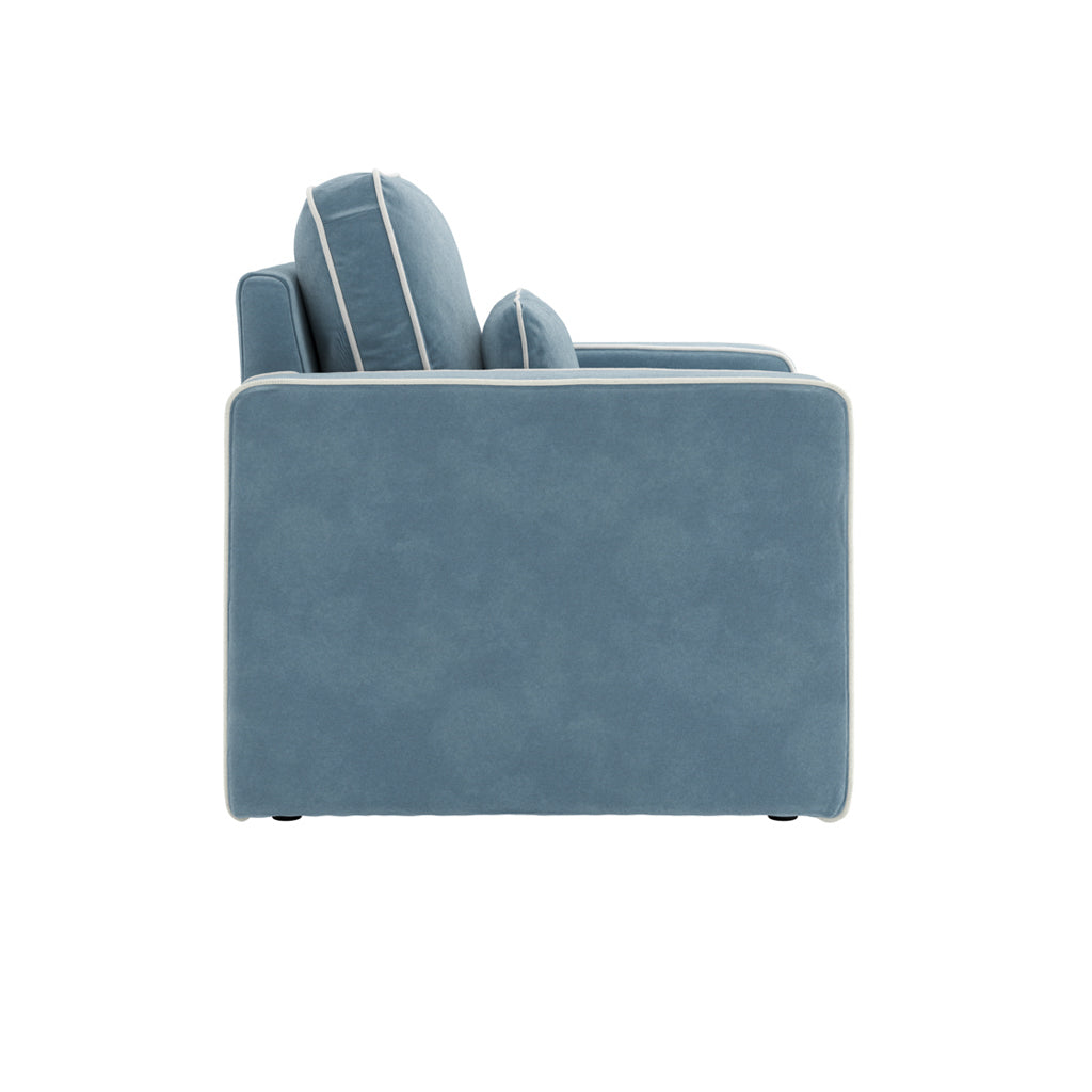 Ice Blue Fabric Accent Chair with Piping