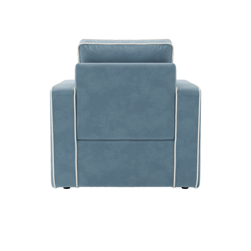 Ice Blue Fabric Accent Chair with Piping