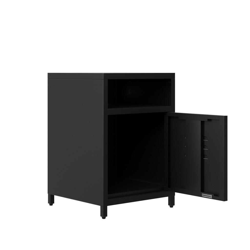 Black Steel 1 Door Locker Style Bedside Cabinet