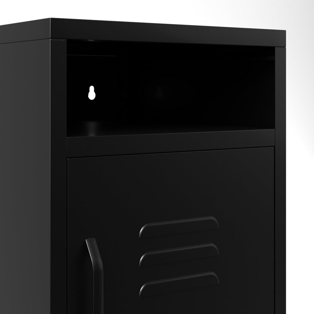 Black Steel 1 Door Locker Style Bedside Cabinet