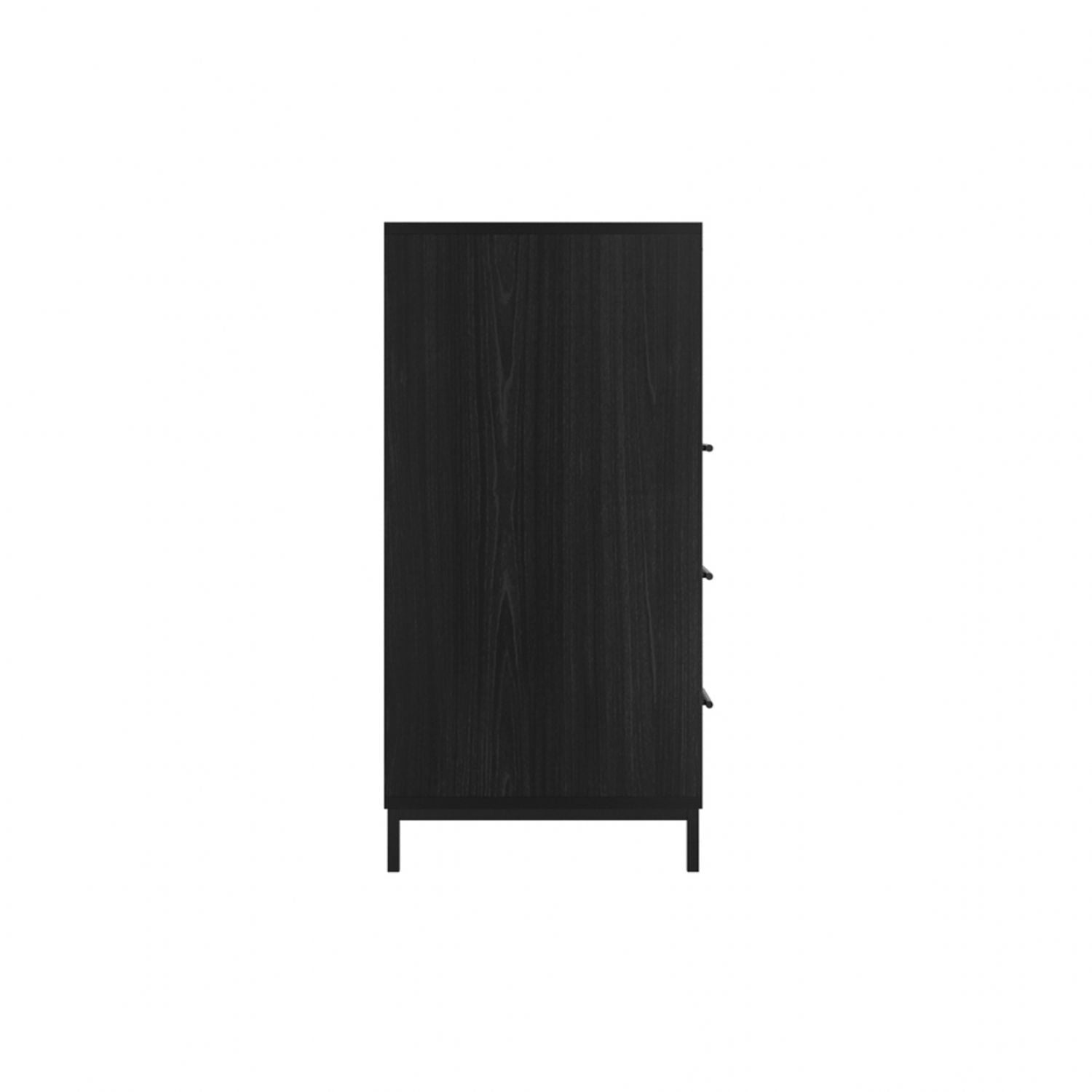 Matte Black 5 Drawer Chest with Reeded Glass and Metal Frame