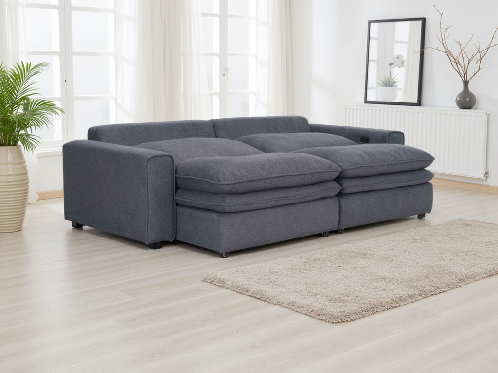 Cloud Grey Fabric 2 Seater Electric Recliner Sofa