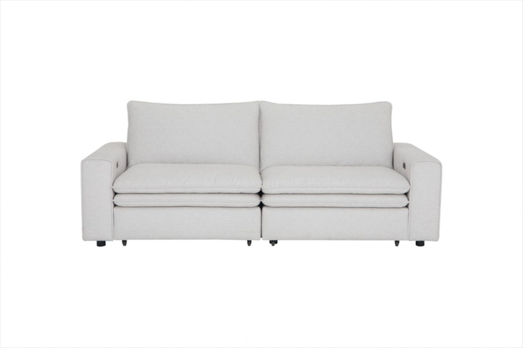 Ivory Fabric 3 Seater Electric Recliner Sofa