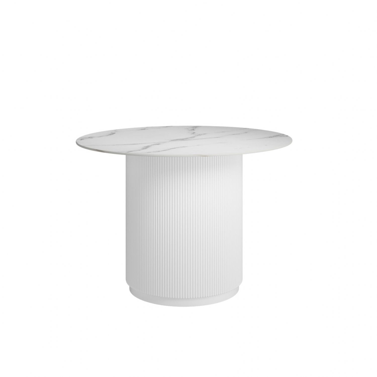 Stone White Marble Effect Round Dining Table Pedestal Base
