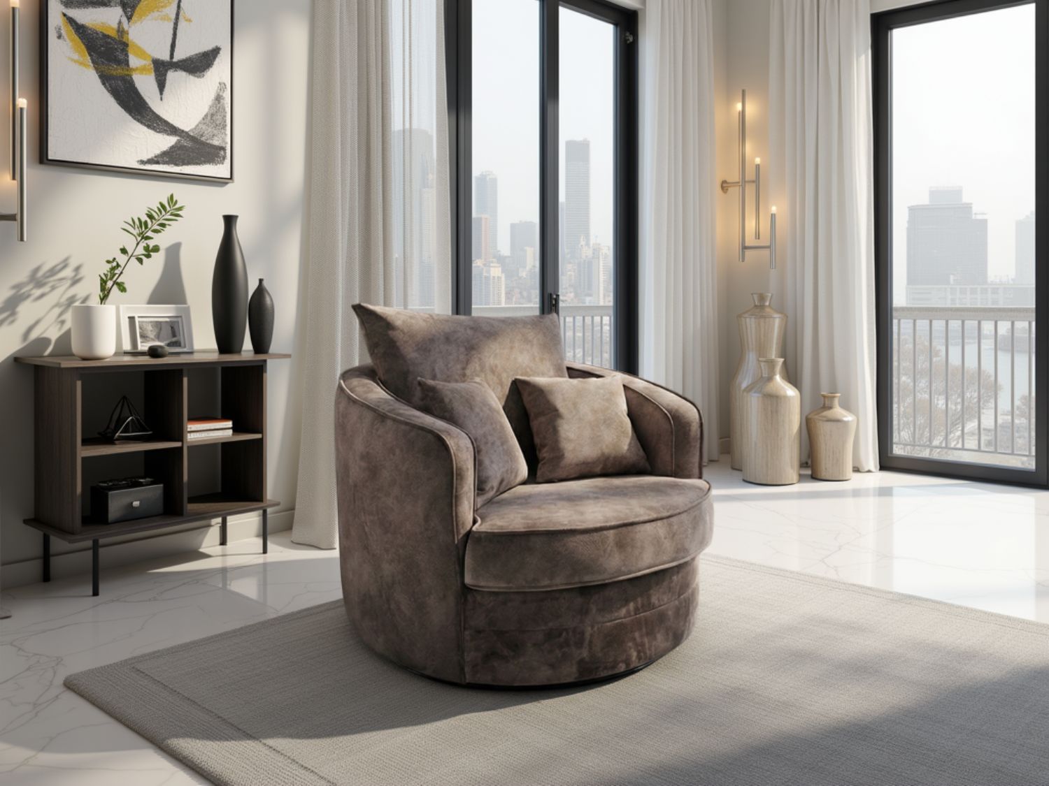 Serena Sofa Brown Swivel Chair