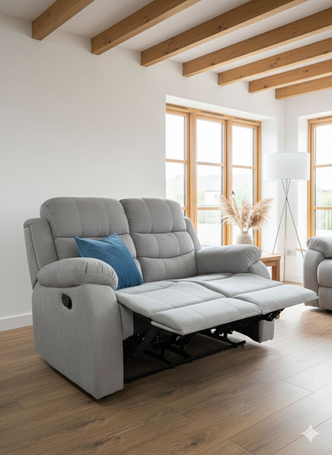 Grey Fabric 3+2+1 Manual Recliner Sofa Set