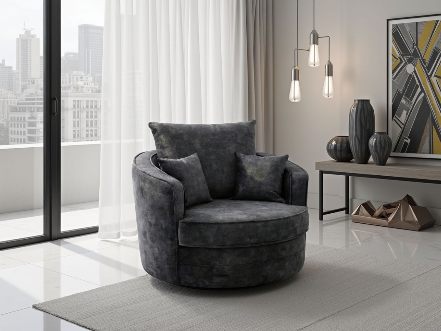 Serena Sofa Black Swivel Chair