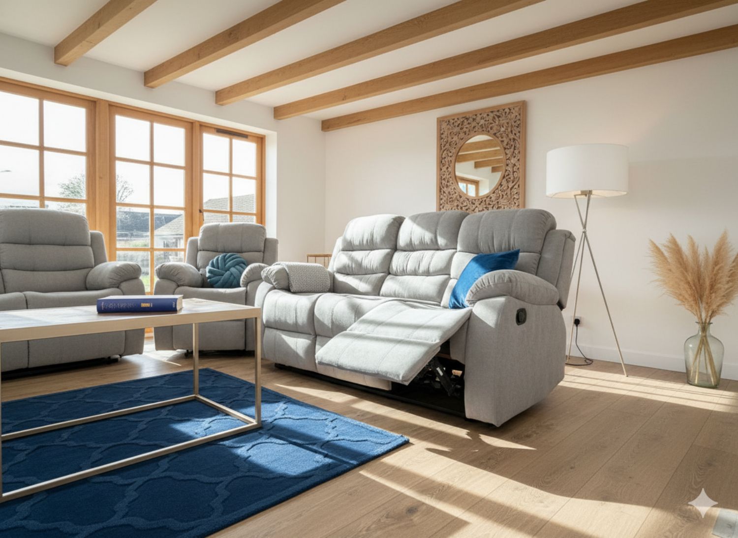 Grey Fabric 3+2+1 Manual Recliner Sofa Set