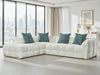 Beige Fabric L Shaped Left Hand Facing Corner Sofa