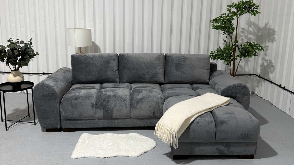 Grey Fabric Universal Corner Sofabed with Storage