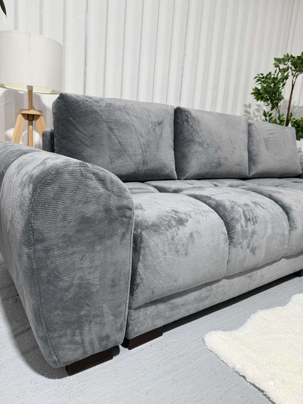 Grey Fabric Universal Corner Sofabed with Storage
