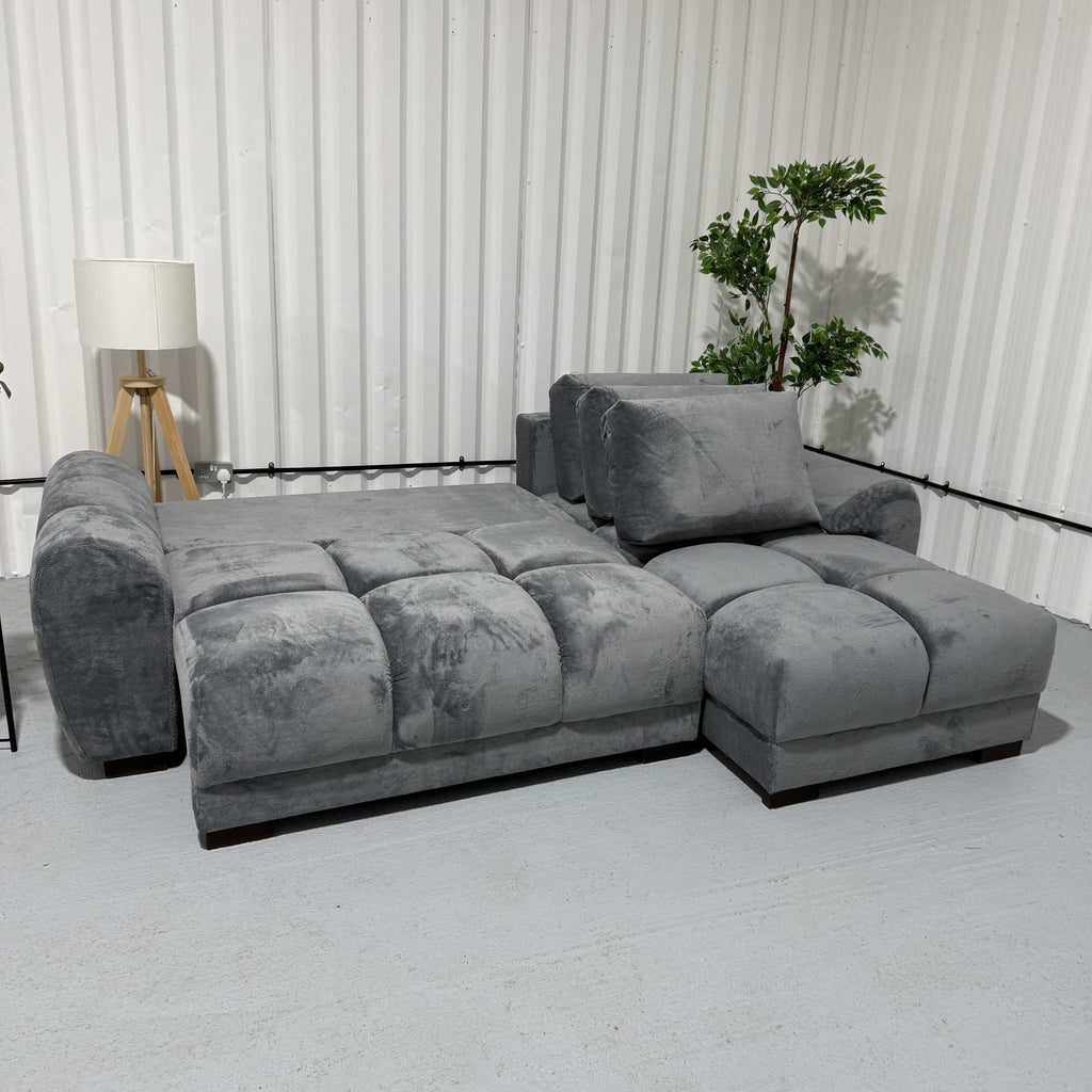 Grey Fabric Universal Corner Sofabed with Storage