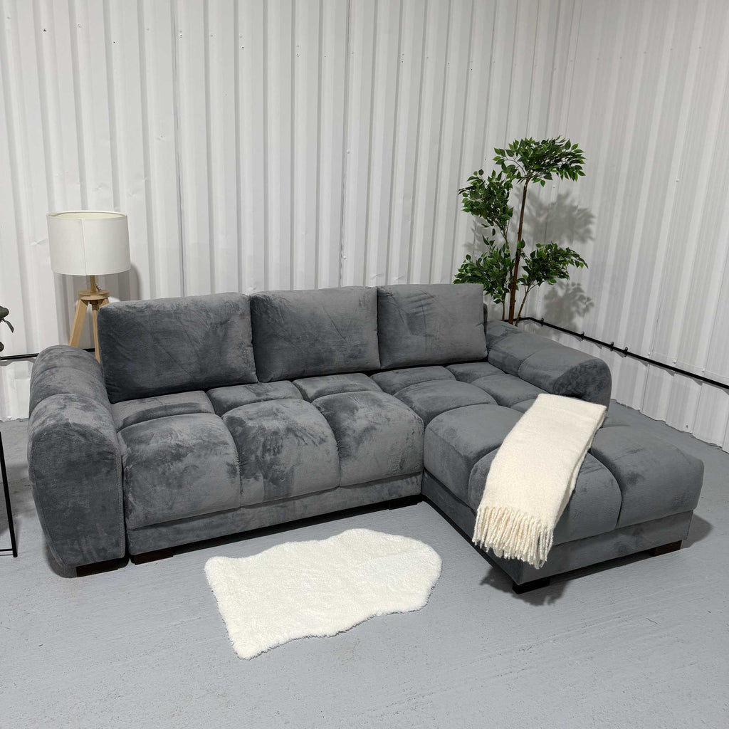 Grey Fabric Universal Corner Sofabed with Storage