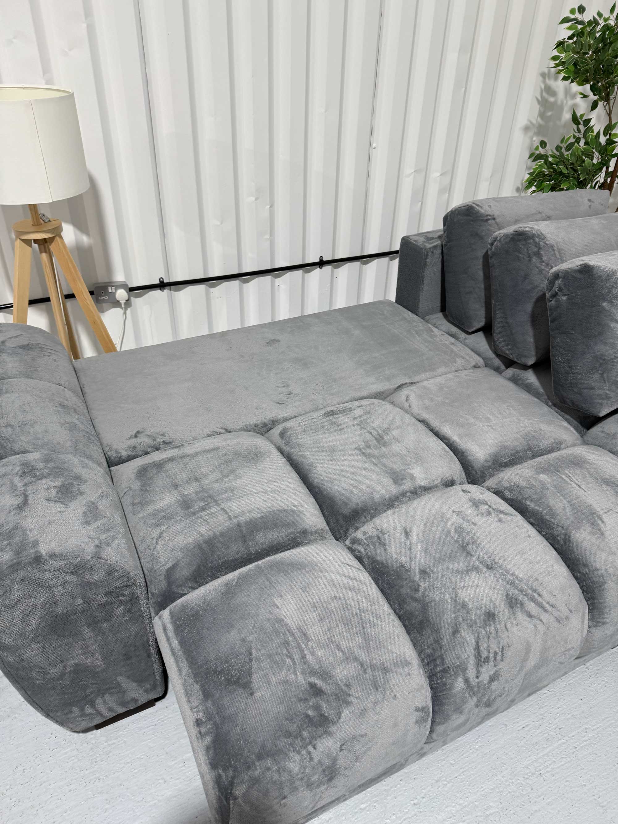Grey Fabric Universal Corner Sofabed with Storage