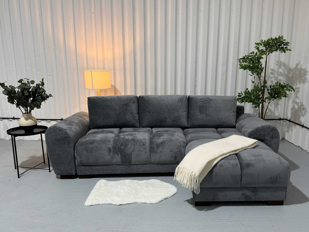 Grey Fabric Universal Corner Sofabed with Storage