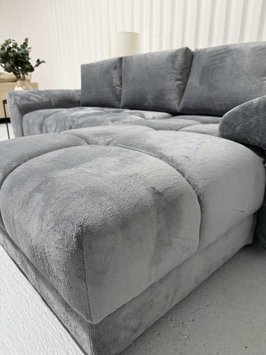 Grey Fabric Universal Corner Sofabed with Storage