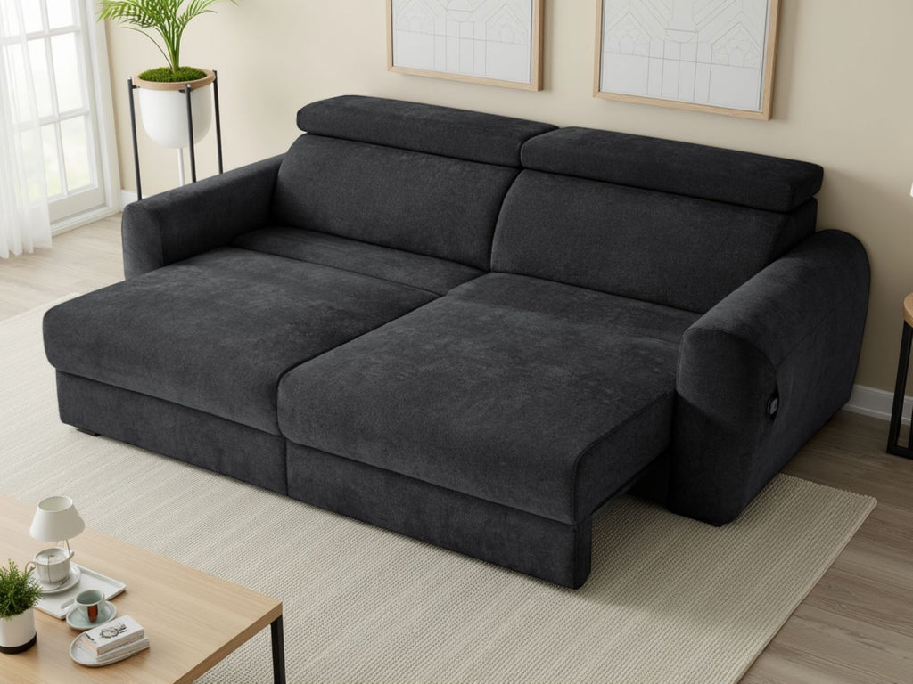 Black Fabric 3 Seater Electric Adjustable Recliner Sofabed