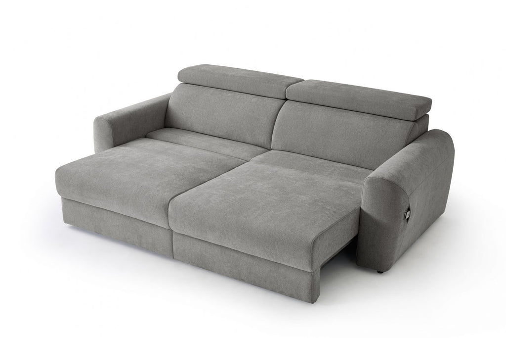 Grey Fabric 3 Seater Electric Reclining Sofa Bed