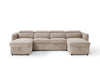 Shore Beige Fabric U-Shaped Sofa Bed with Storage