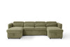 Shore Green Fabric U-Shaped Sofa Bed with Storage