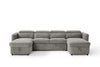 Shore Grey Fabric U-Shaped Sofa Bed with Storage