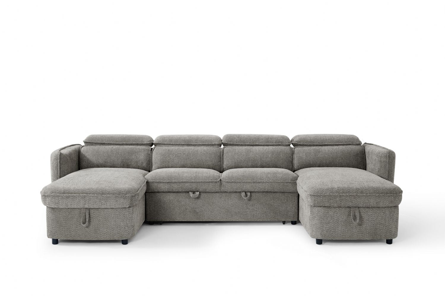 Grey Textured Fabric Large U Shape Corner Sofa Bed