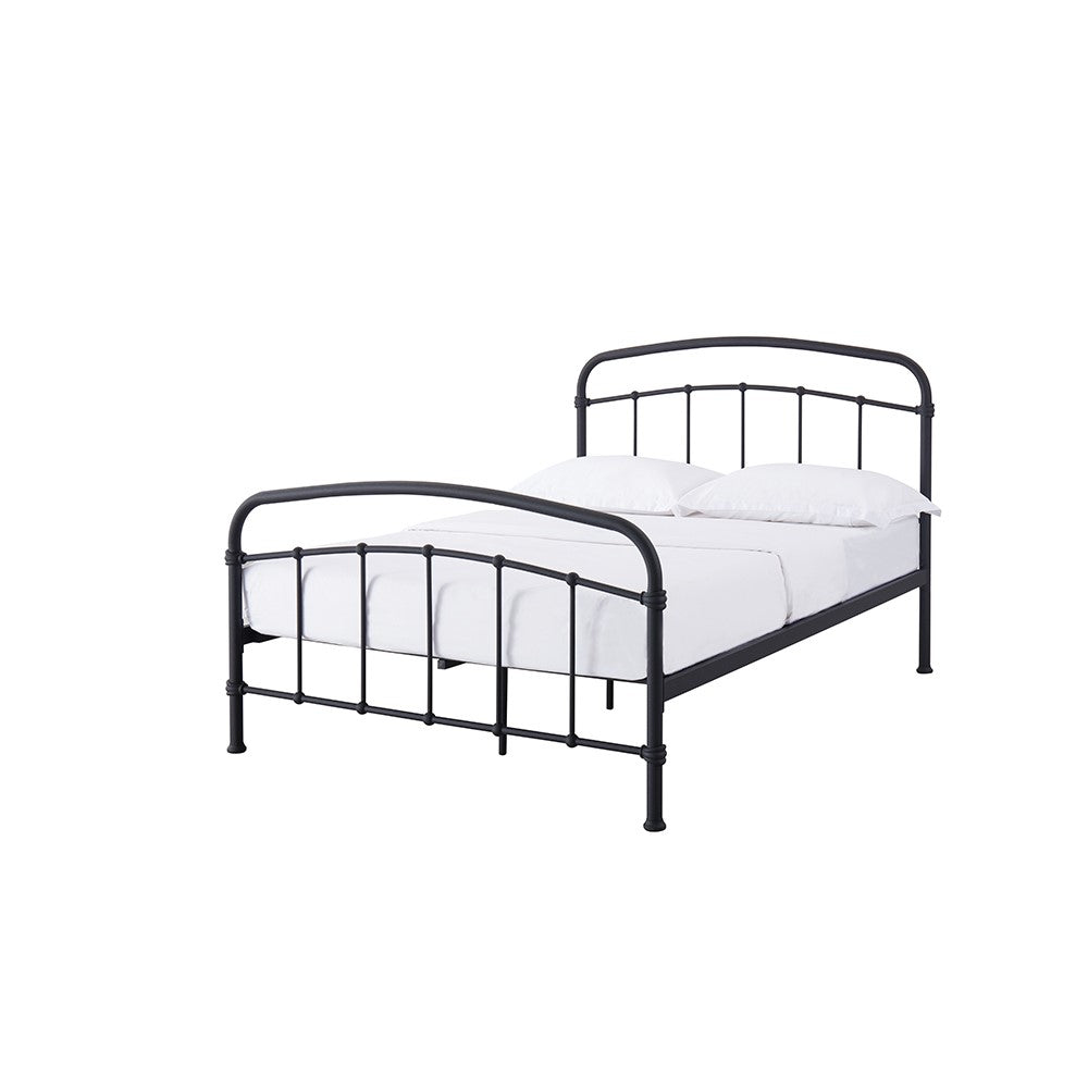 Black Metal 4ft6 Double Bed Frame with Curved Headboard