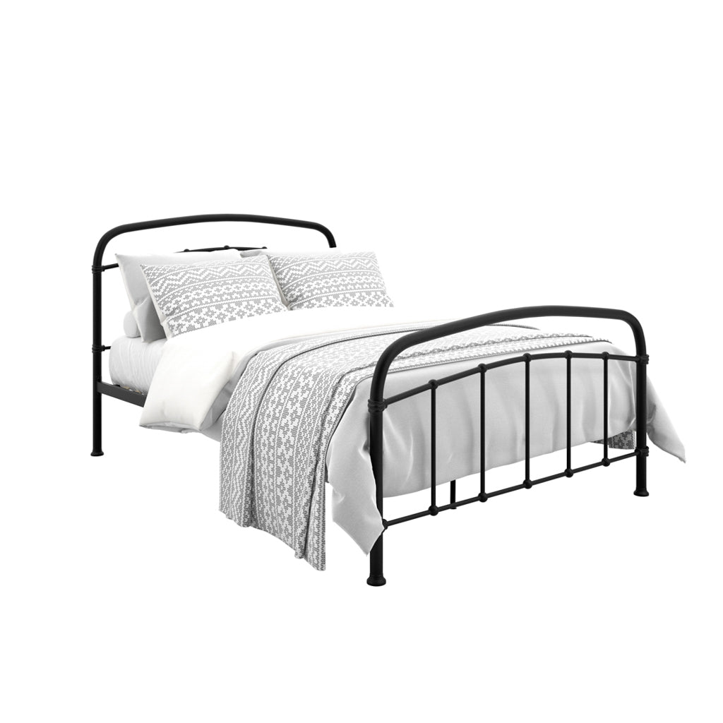 Black Metal 4ft6 Double Bed Frame with Curved Headboard