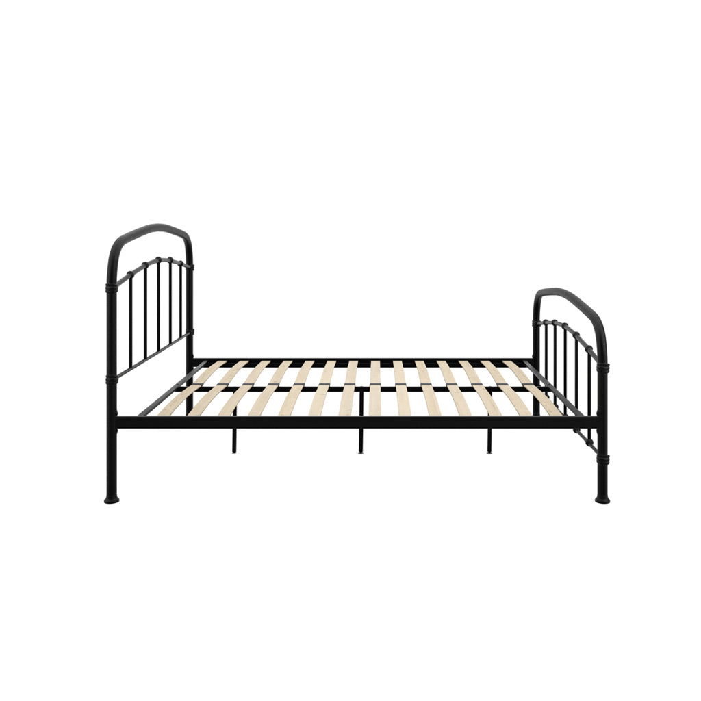 Black Metal 4ft6 Double Bed Frame with Curved Headboard