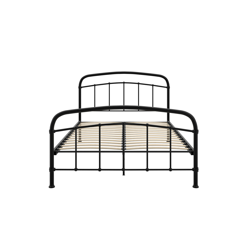 Black Metal 4ft6 Double Bed Frame with Curved Headboard