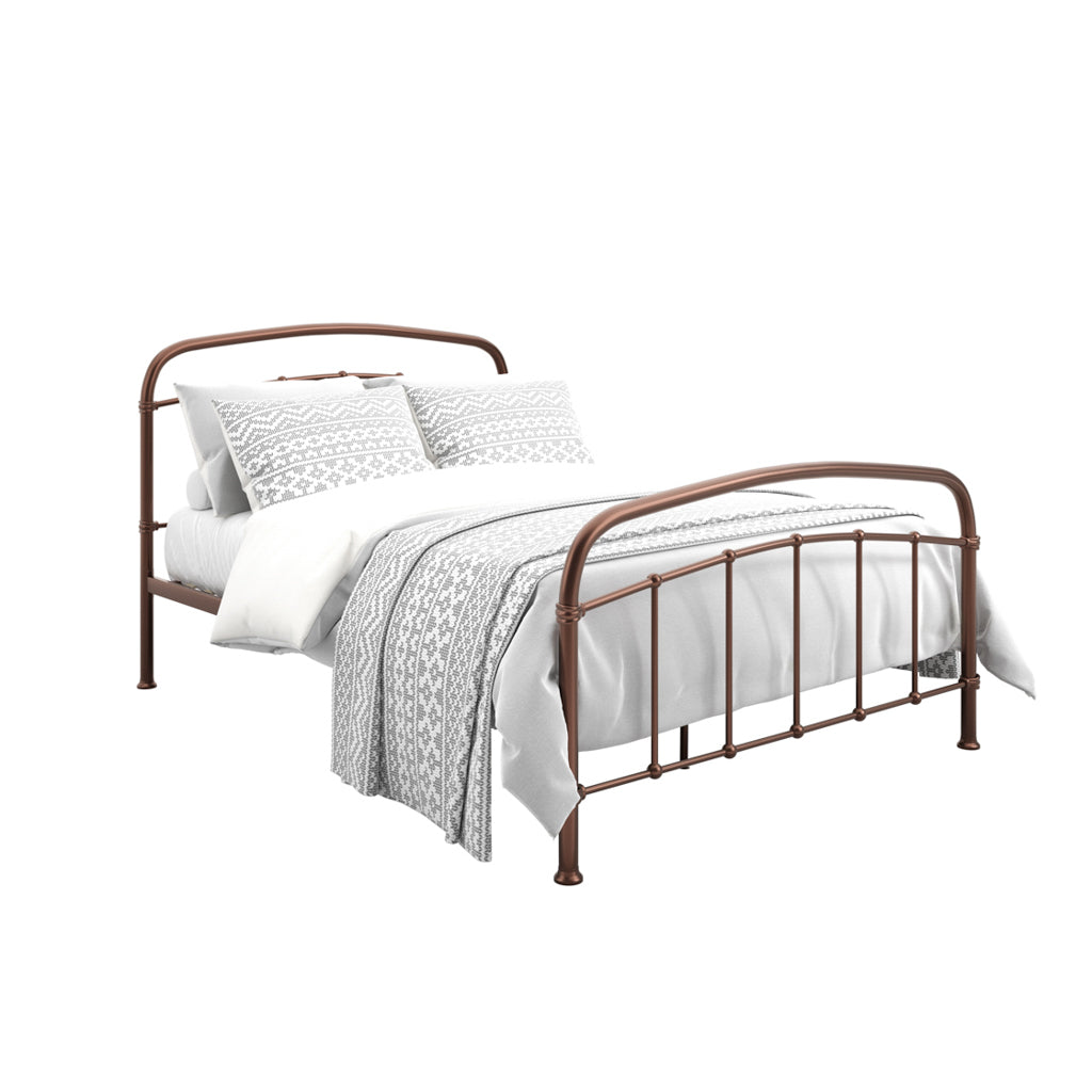 Industrial Copper Painted Metal 4ft6 Double Bed Frame with Curved Rails