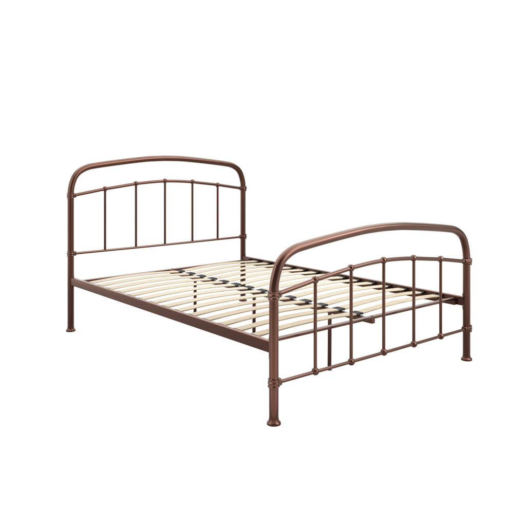 Industrial Copper Painted Metal 4ft6 Double Bed Frame with Curved Rails