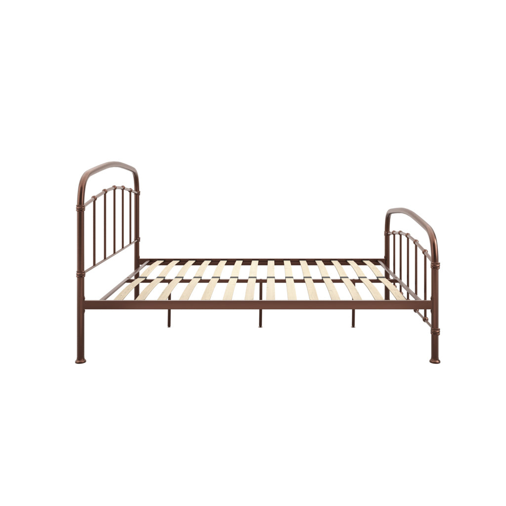 Industrial Copper Painted Metal 4ft6 Double Bed Frame with Curved Rails