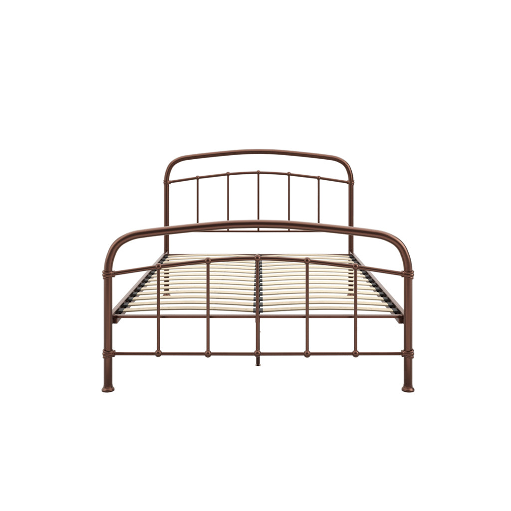 Industrial Copper Painted Metal 4ft6 Double Bed Frame with Curved Rails
