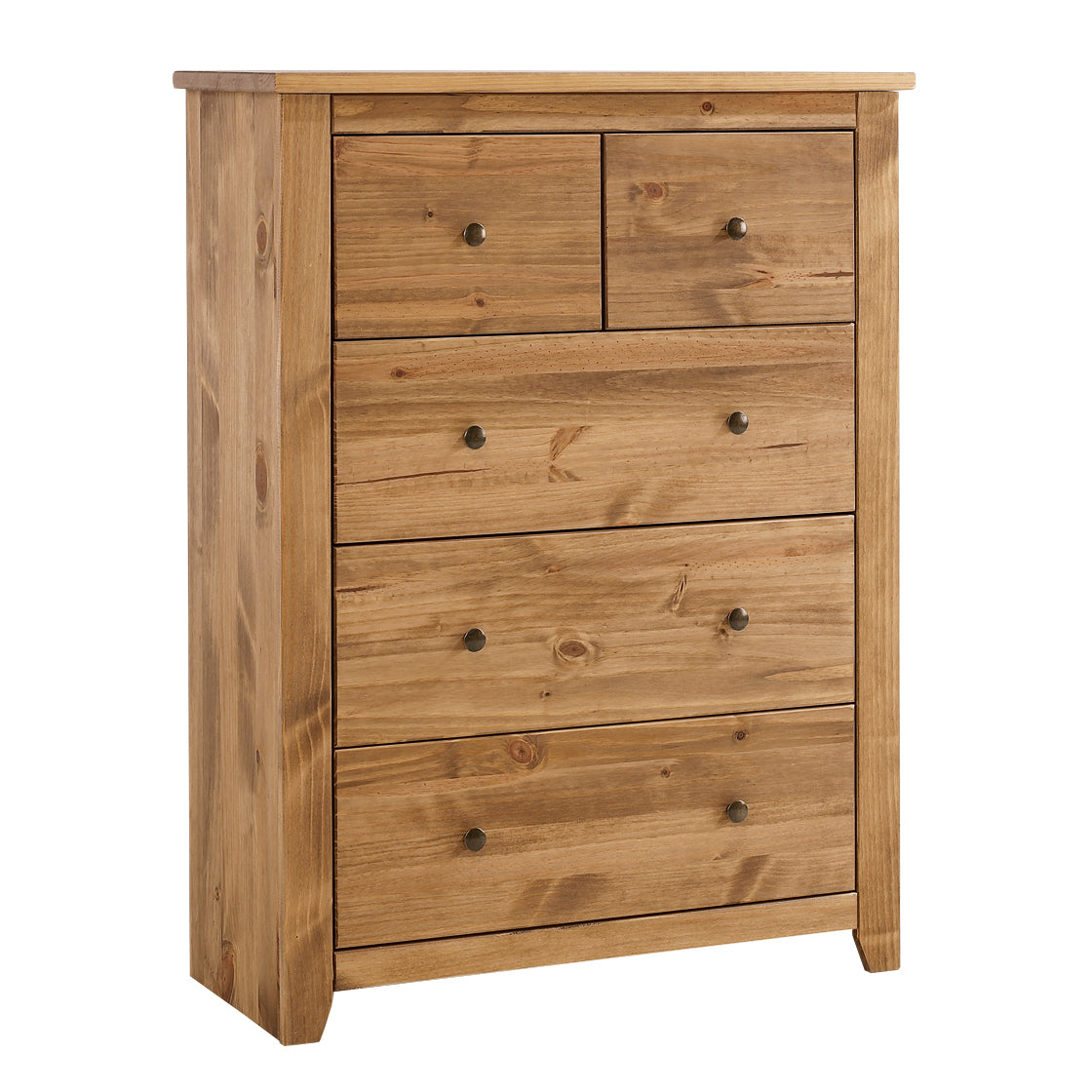 Pine 3 over 2 Chest of Drawers with Aztec Wax Finish