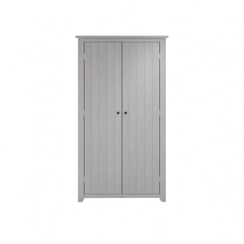 Modern Grey 2 Door Double Wardrobe with Hanging Rail and Shelf