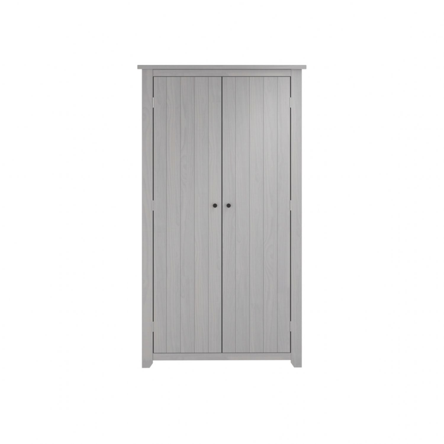 Modern Grey 2 Door Double Wardrobe with Hanging Rail and Shelf