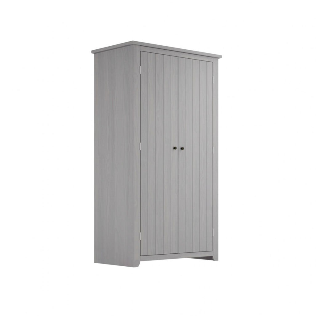 Modern Grey 2 Door Double Wardrobe with Hanging Rail and Shelf