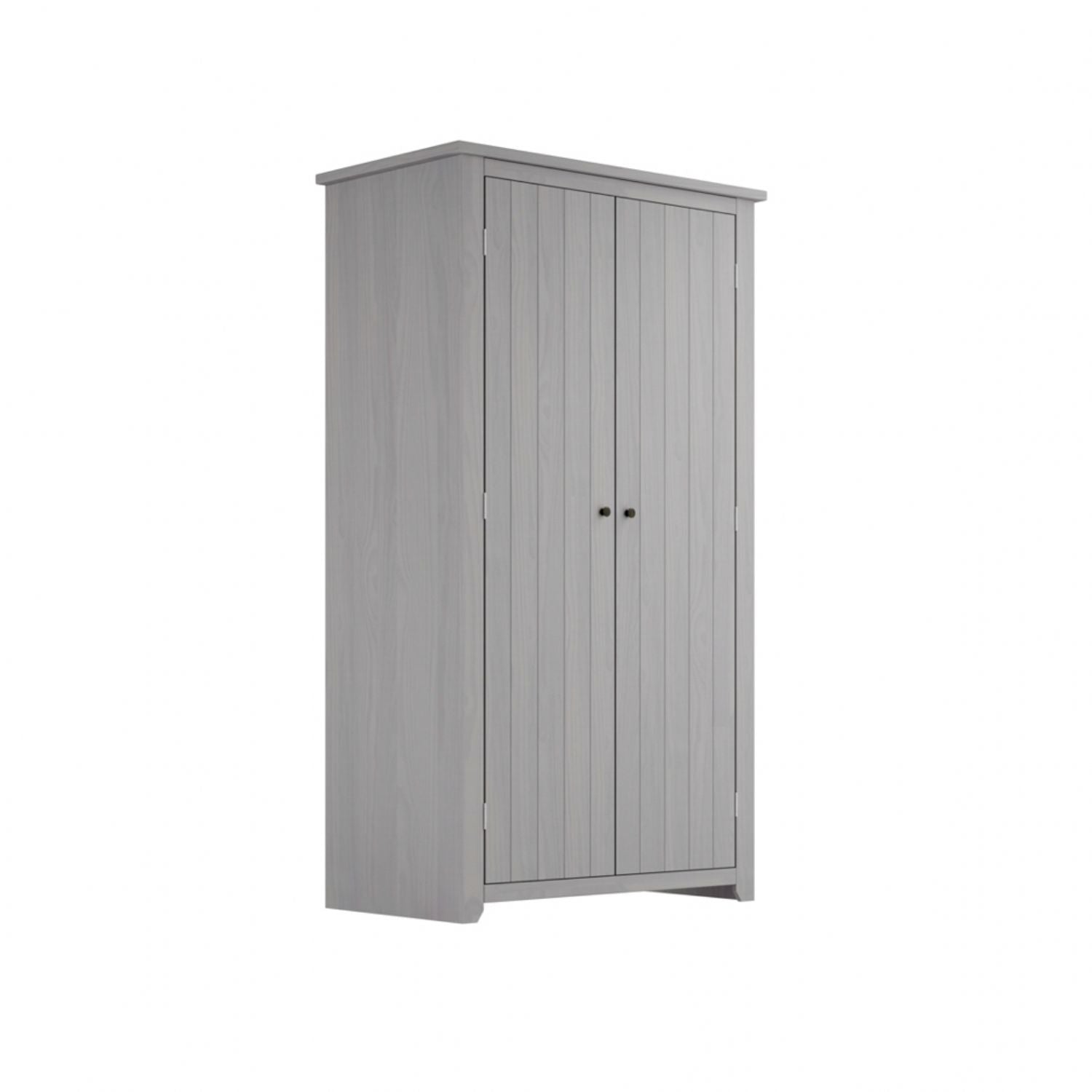 Modern Grey 2 Door Double Wardrobe with Hanging Rail and Shelf