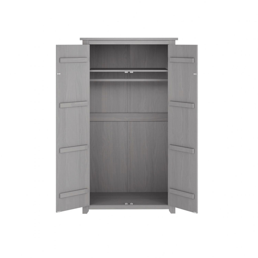 Modern Grey 2 Door Double Wardrobe with Hanging Rail and Shelf