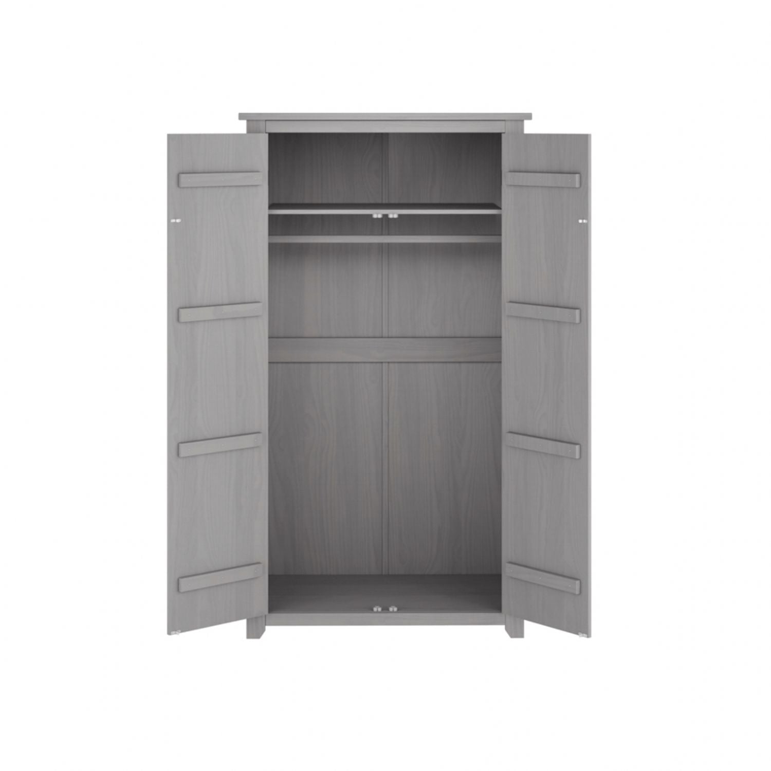 Modern Grey 2 Door Double Wardrobe with Hanging Rail and Shelf