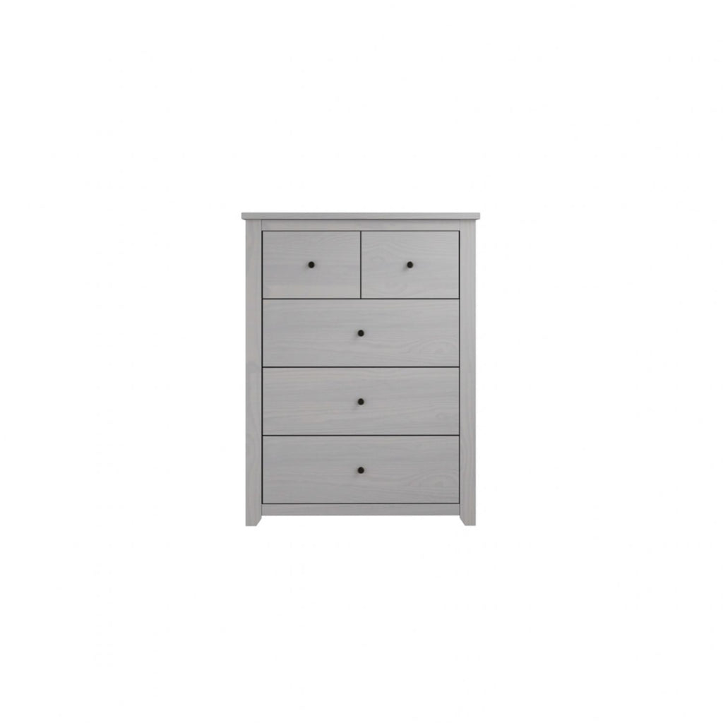 Modern Grey 5 Drawer Chest with Rustic Metal Handles
