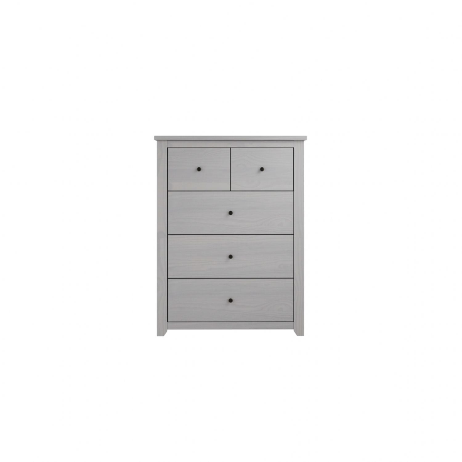 Modern Grey 5 Drawer Chest with Rustic Metal Handles