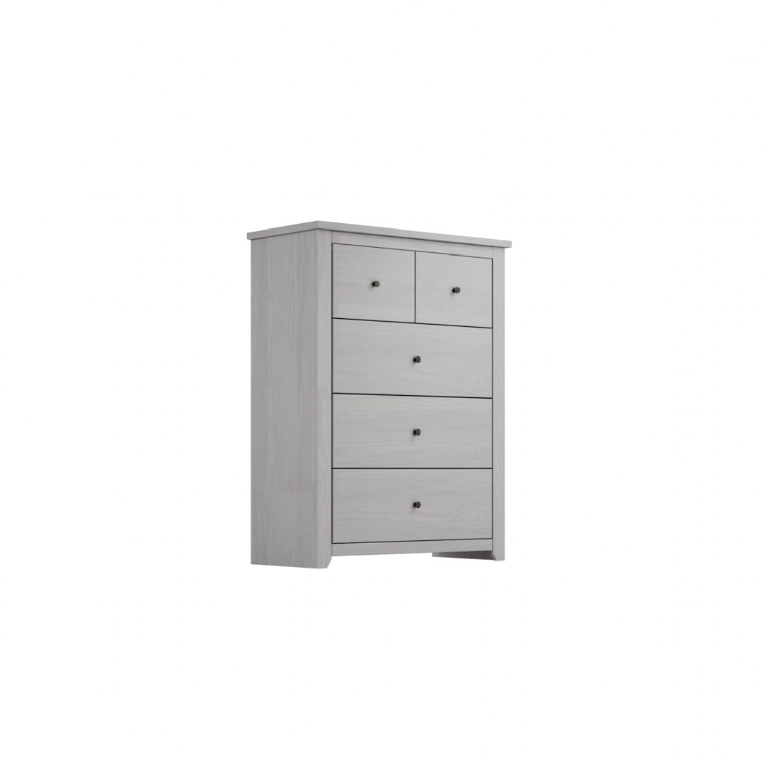 Modern Grey 5 Drawer Chest with Rustic Metal Handles