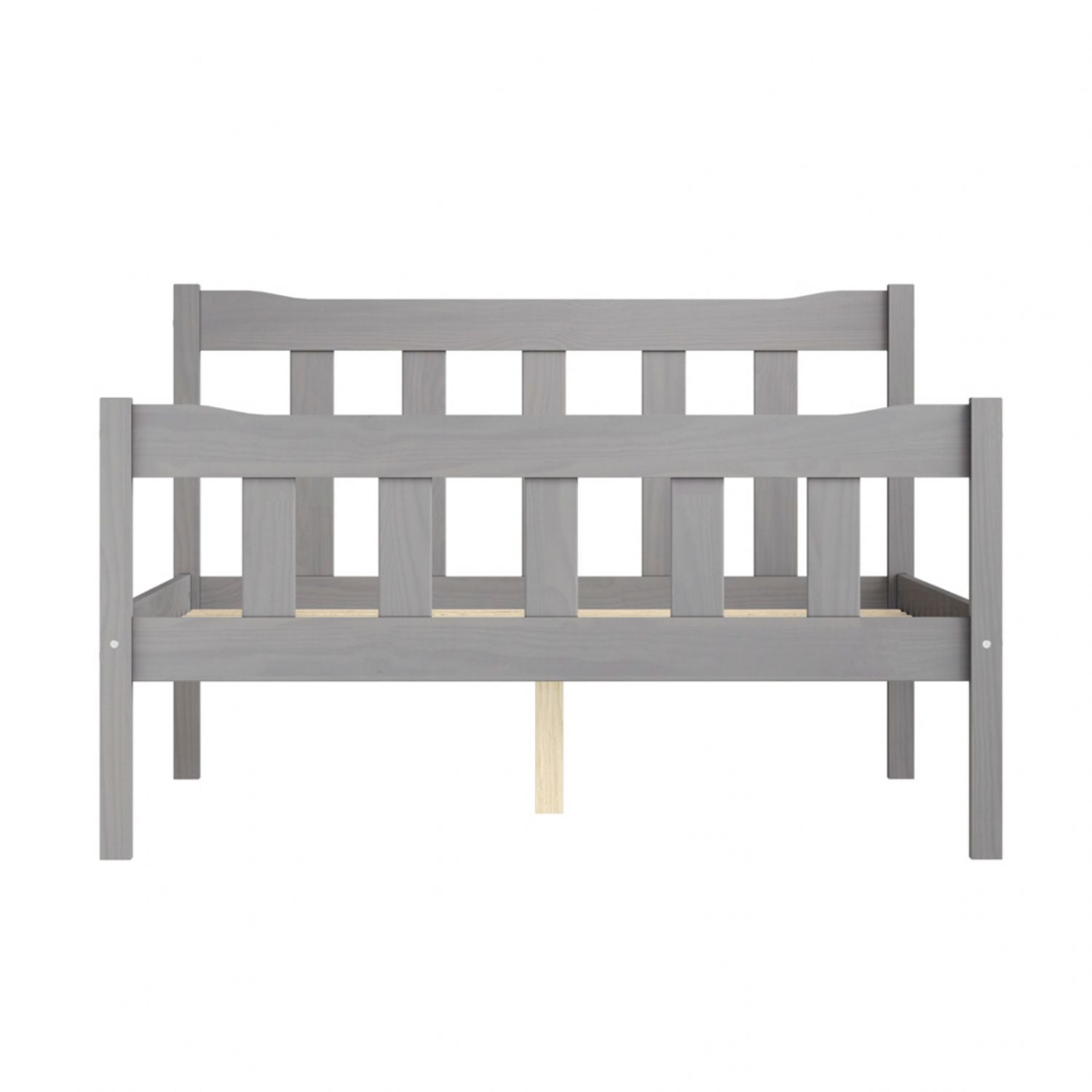 Modern Grey Solid Pine 5ft King Size Bed with Slatted Headboard