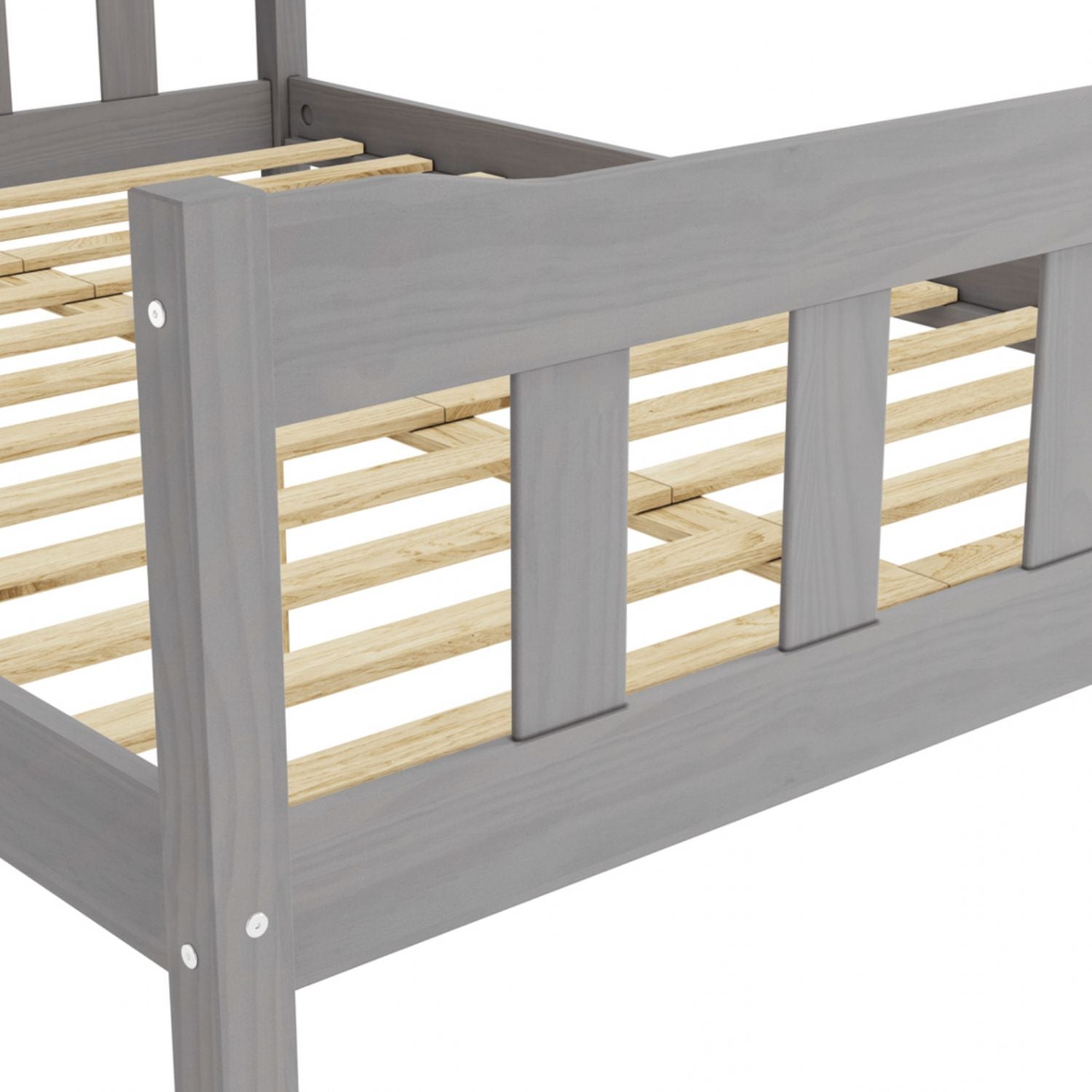 Modern Grey Solid Pine 5ft King Size Bed with Slatted Headboard