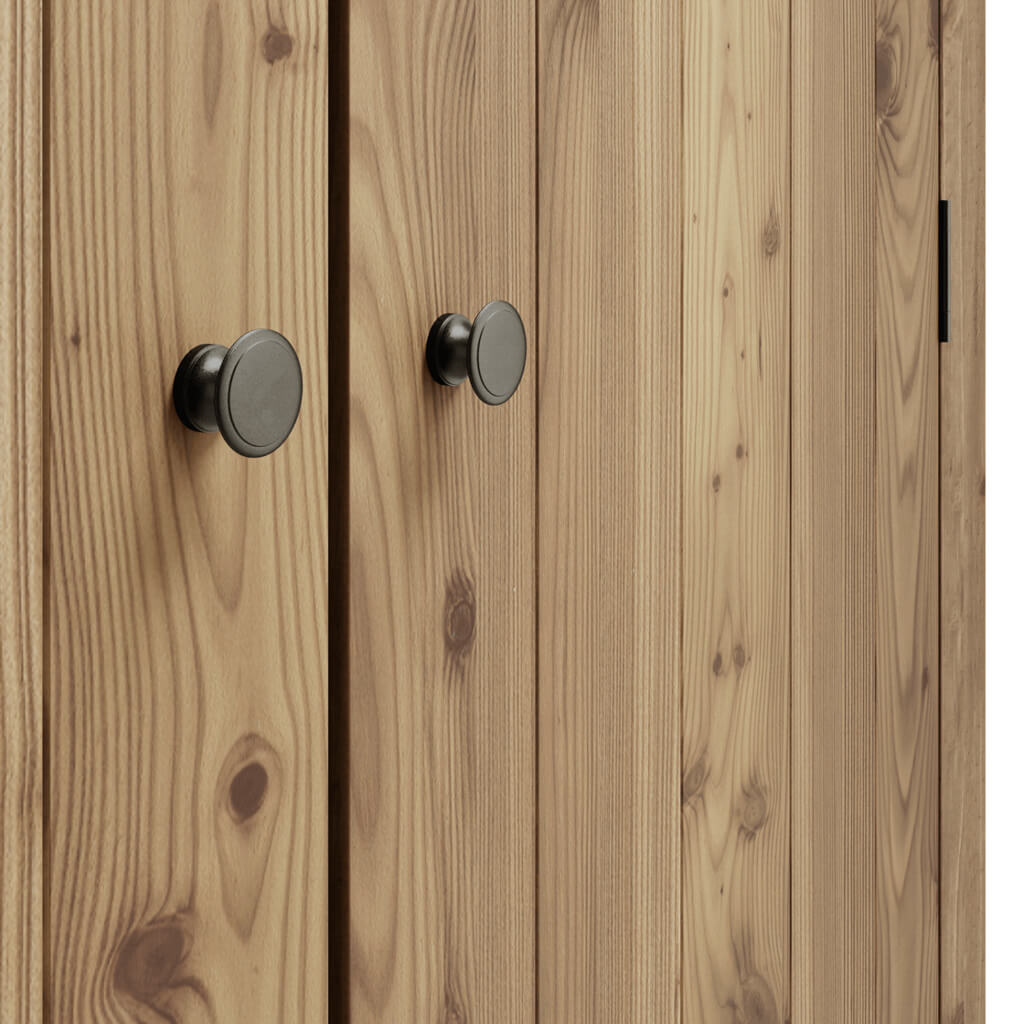 Natural Pine Wax Finish 2 Door Double Wardrobe with Hanging Rail and Shelf