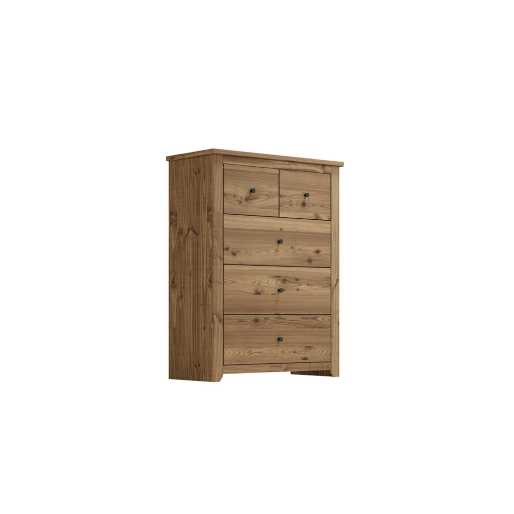 Pine 3 over 2 Chest of Drawers with Aztec Wax Finish