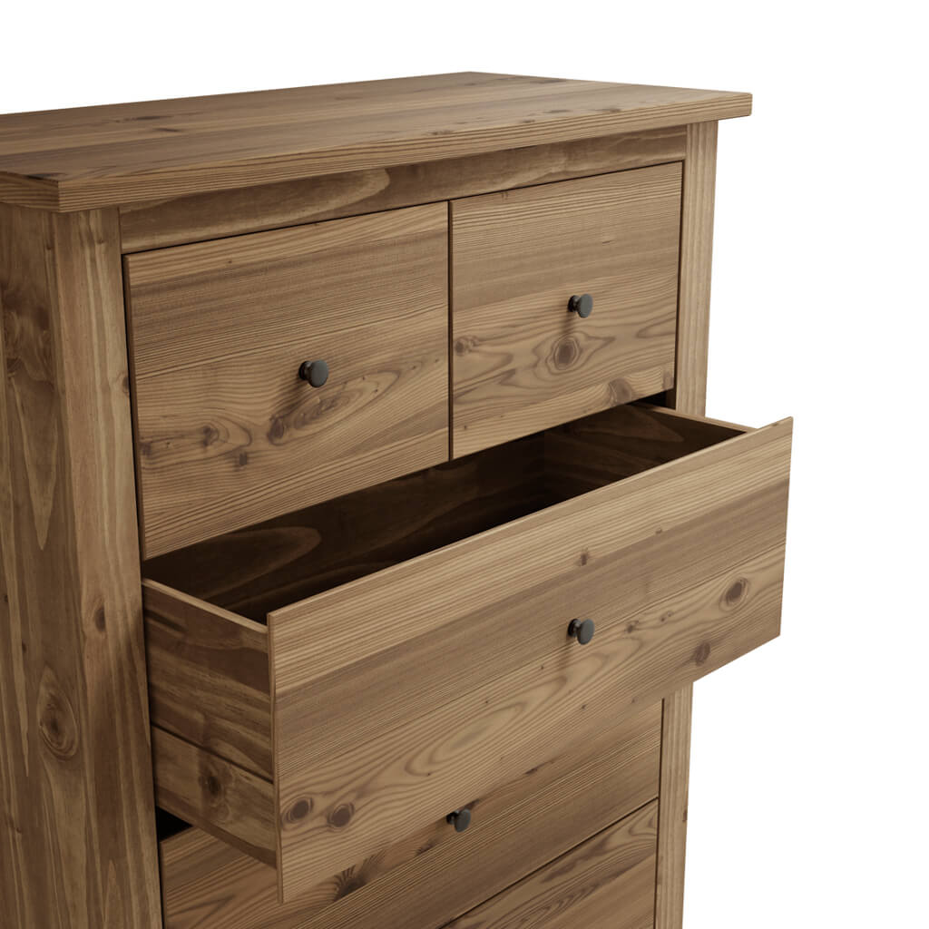 Pine 3 over 2 Chest of Drawers with Aztec Wax Finish